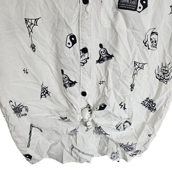 Lurking Class Shirt Button Down Shirt Women S White Collared Shirt Casual Top - Picture 3 of 7